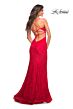 La Femme 30671 Rhinestone Accent Sheer Soft V-Neck Bodice Dress
