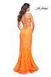 La Femme 30671 Rhinestone Accent Sheer Soft V-Neck Bodice Dress