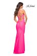 La Femme 30672 Plunging Neckline Ruched Bodice Dress