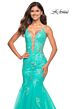 La Femme 30675 Plunging Neckline Scoop Back Dress