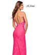 La Femme 30676 Bare Back Hot Fix Lace Dress
