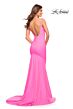 La Femme 30682 Slim-Flare Exposed Low V-Back Luxe Jersey Dress