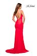 La Femme 30682 Slim-Flare Exposed Low V-Back Luxe Jersey Dress