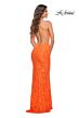 La Femme 30684 Stretch Lace Rhinestone Illusion Side Dress
