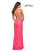 La Femme 30684 Stretch Lace Rhinestone Illusion Side Dress