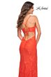 La Femme 30687 Long Stretch Lace Strappy Back Dress