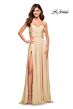 La Femme 30700 Strapless Ruched Bodice Dress