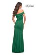 La Femme 30703 Faux Wrap High Slit Dress