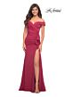 La Femme 30703 Faux Wrap High Slit Dress