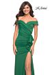 La Femme 30703 Faux Wrap High Slit Dress