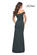 La Femme 30703 Faux Wrap High Slit Dress