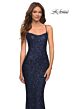 La Femme 30707 Scoop Back Spaghetti Straps Sequin Dress