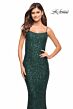 La Femme 30707 Scoop Back Spaghetti Straps Sequin Dress