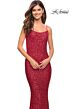 La Femme 30707 Scoop Back Spaghetti Straps Sequin Dress