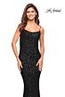 La Femme 30707 Scoop Back Spaghetti Straps Sequin Dress