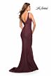 La Femme 30746 Low Back Ruched V-Neck Dress