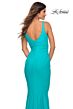 La Femme 30746 Low Back Ruched V-Neck Dress