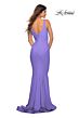 La Femme 30746 Low Back Ruched V-Neck Dress