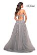 La Femme 30810 Lace-Up Back High Slit Embroidered Dress