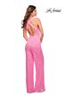 La Femme 30811 Faux-Wrap Crisscross Open Back Sequin Jumpsuit