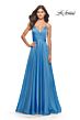 La Femme 30840 Pleated Top High Slit Lace-Up Dress