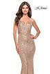 La Femme 31031 Crisscross Back V-Neck Dress