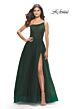 La Femme 31069 Ruched Corset High Slit One Shoulder Dress
