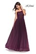 La Femme 31069 Ruched Corset High Slit One Shoulder Dress