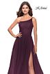 La Femme 31069 Ruched Corset High Slit One Shoulder Dress