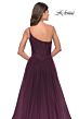 La Femme 31069 Ruched Corset High Slit One Shoulder Dress