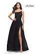 La Femme 31069 Ruched Corset High Slit One Shoulder Dress