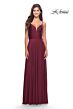 La Femme 31090 Slit Skirt Low Back Dress