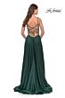 La Femme 31105 Curved Neckline Lace-Up Back Dress