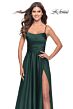 La Femme 31105 Curved Neckline Lace-Up Back Dress