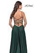 La Femme 31105 Curved Neckline Lace-Up Back Dress