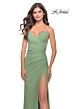 La Femme 31107 Faux Wrap Slit Skirt Dress