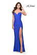 La Femme 31107 Faux Wrap Slit Skirt Dress