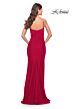 La Femme 31107 Faux Wrap Slit Skirt Dress