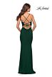 La Femme 31114 Plunging Neckline Lace-Up Ruched Dress
