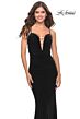 La Femme 31114 Plunging Neckline Lace-Up Ruched Dress