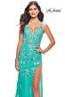 La Femme 31125 Illusion Bodice V-Neck Dress