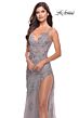 La Femme 31126 Slit Skirt Lace Dress