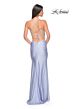 La Femme 31129 High Slit Lace-Up Back Ruched Dress