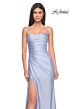 La Femme 31129 High Slit Lace-Up Back Ruched Dress