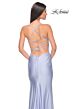 La Femme 31129 High Slit Lace-Up Back Ruched Dress