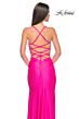 La Femme 31129 High Slit Lace-Up Back Ruched Dress