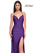 La Femme 31130 High-Slit Ruched Bodice Dress