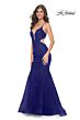 La Femme 31132 Lace Applique Side Cut-out Mermaid Dress