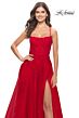 La Femme 31135 High Slit Lace-Up Back Dress