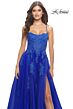 La Femme 31135 High Slit Lace-Up Back Dress